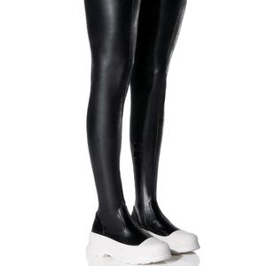 AKIRA Black and White Over the Knee Boots